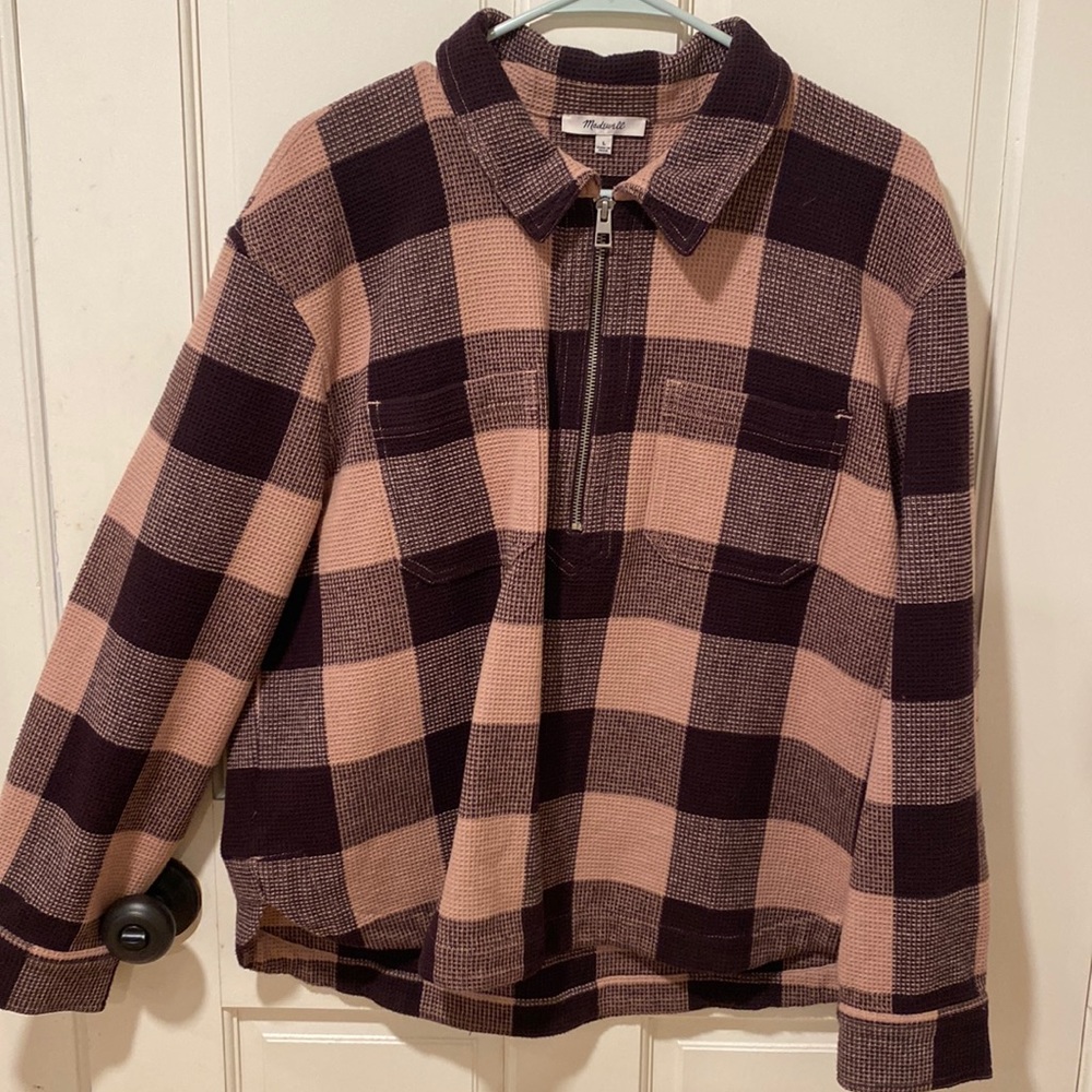 Size L Madewell Waffle Half-Zip Popover Shirt NWOT